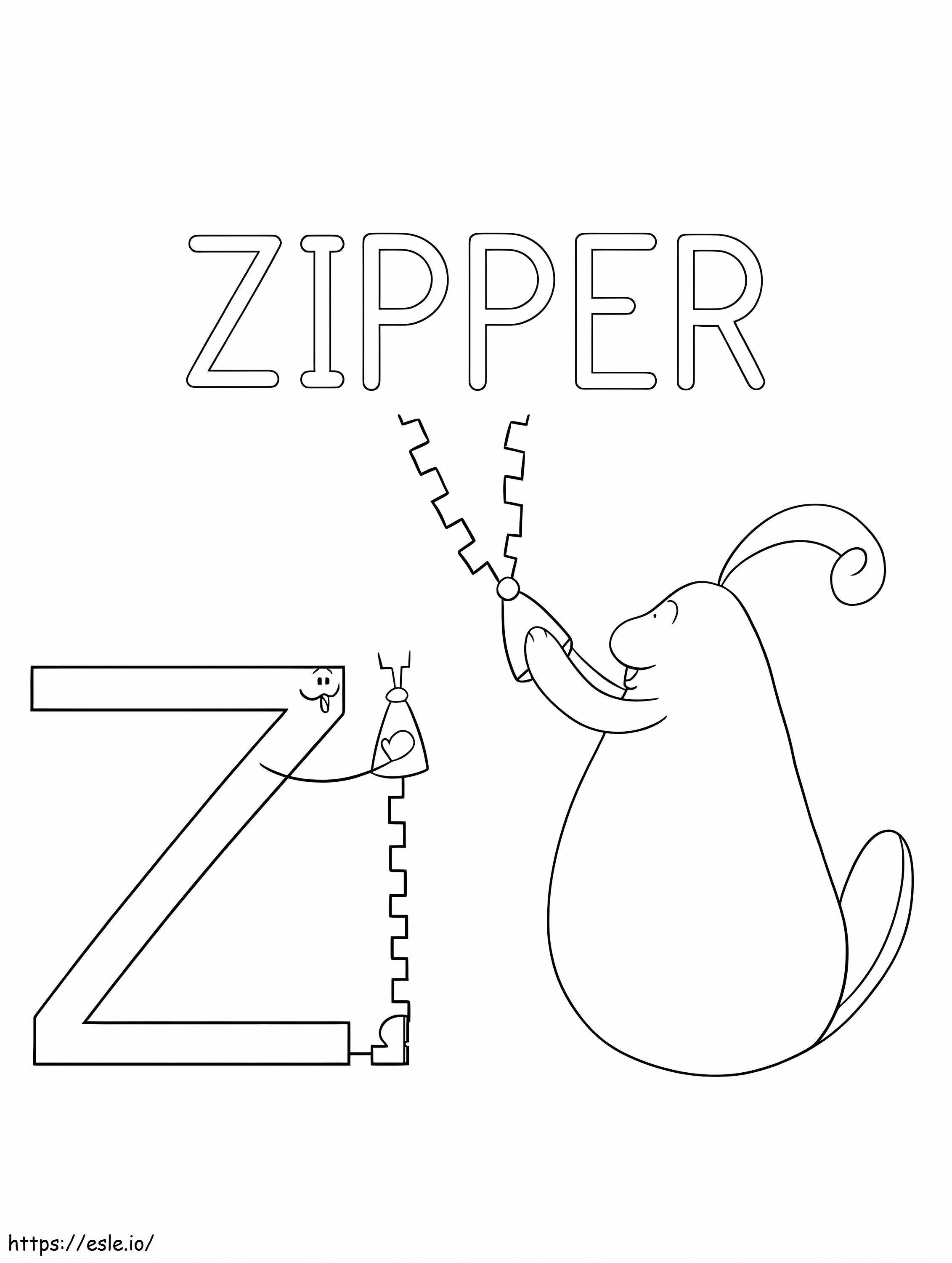 Zipper letter z coloring page