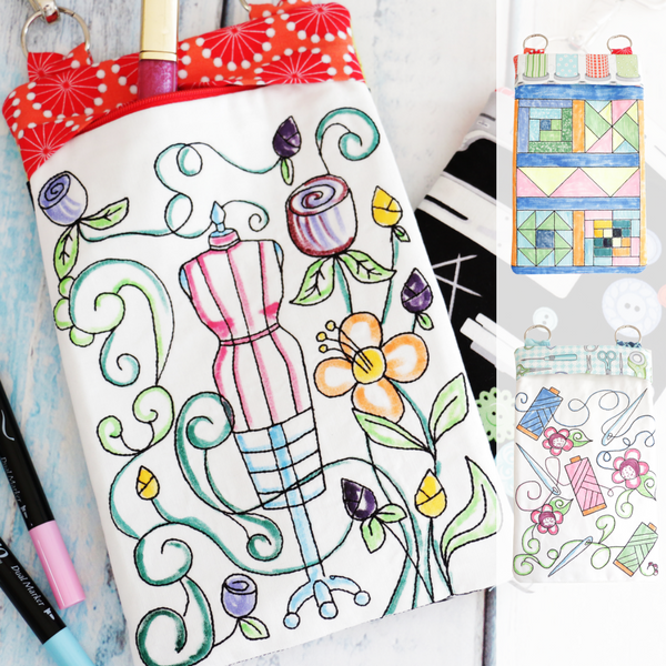 Coloring book zipper bag in the hoop â sewing set â sookie sews