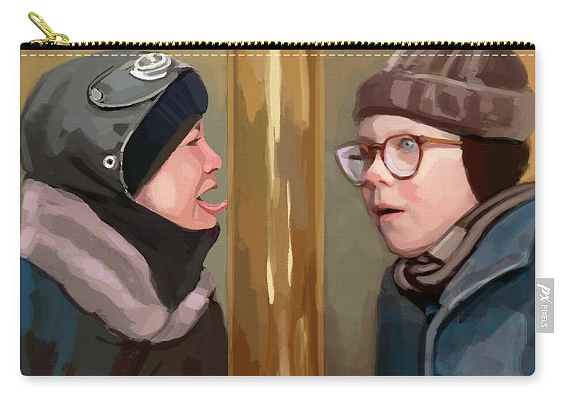 A christmas story tongue stuck to pole zip pouch by brett hardin