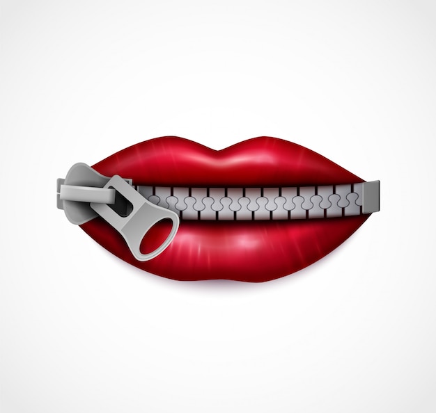 Zipped mouth vectors illustrations for free download