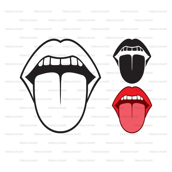 Open mouth sticking out tongue cut files for cricut clip art eps svg pdf png dxf jpeg