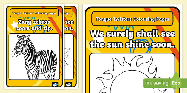 International tongue twister day colouring pages