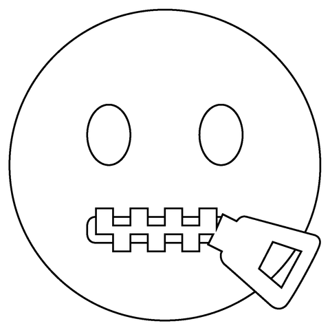 Zipper mouth face emoji coloring page free printable coloring pages
