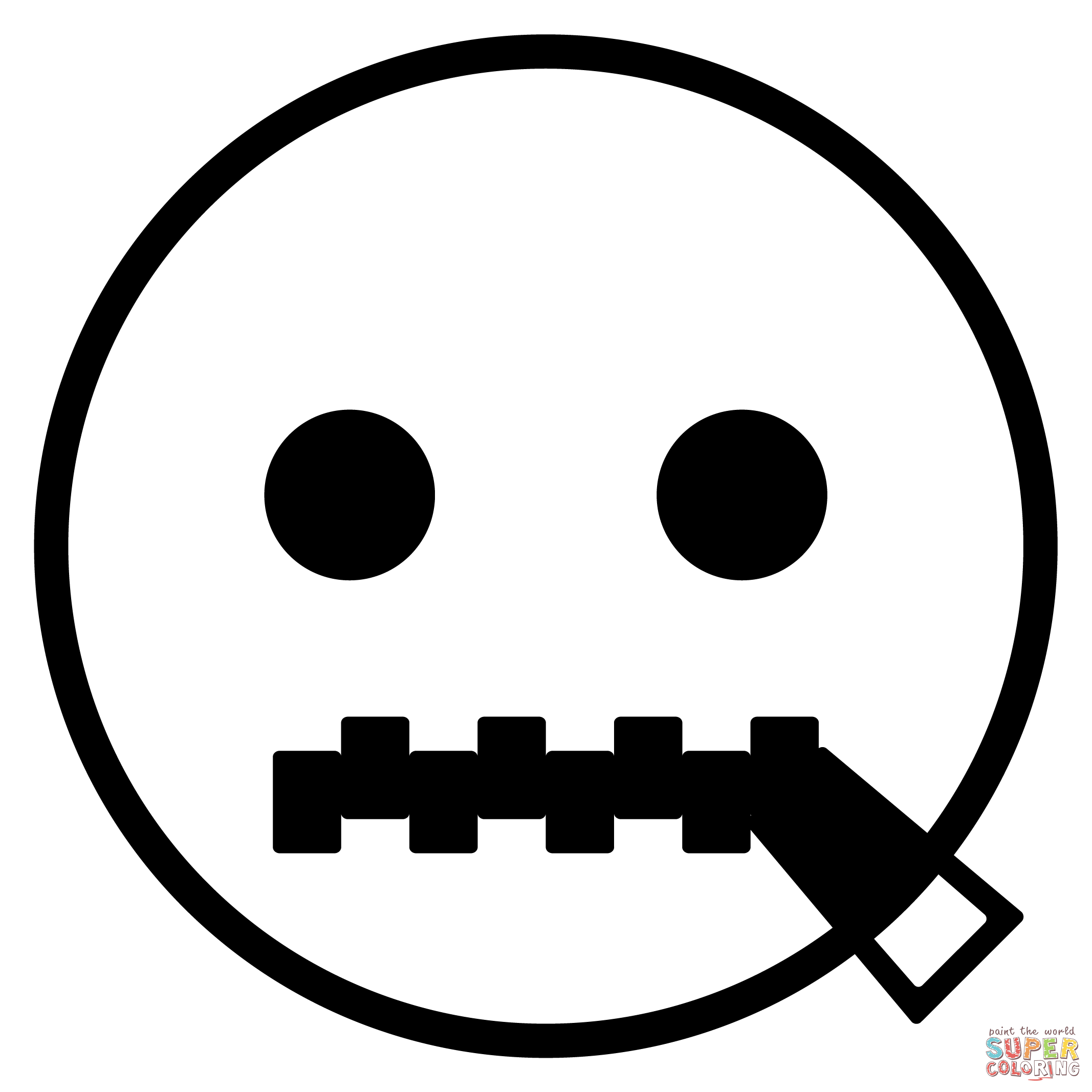 Zipper mouth face emoji coloring page free printable coloring pages