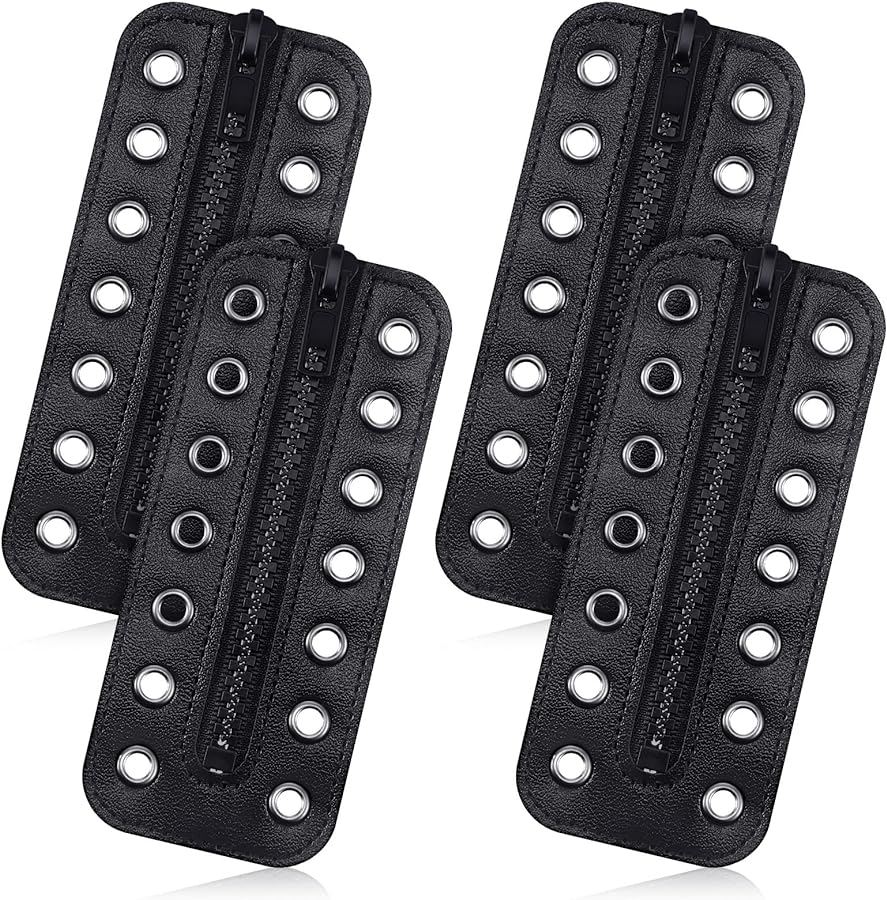 Pairs no tie pu leather boot zipper inserts tieless zipper boot laces eyelet zippers for boots shoes adults kids black black one size fashion