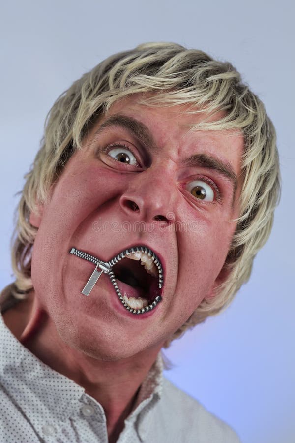 Mouth zipper stock photos