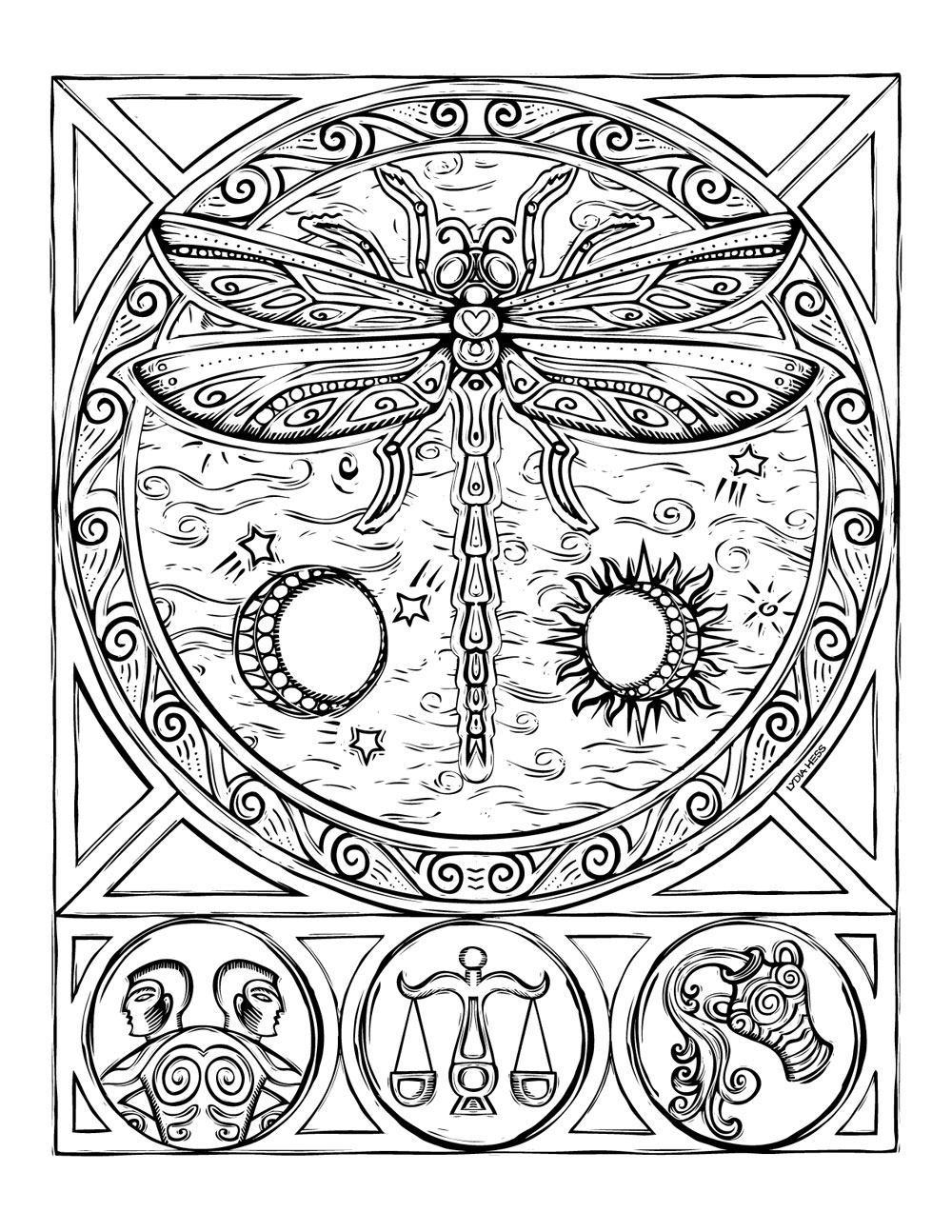 Sacred heavens zodiac coloring book â lydia hess
