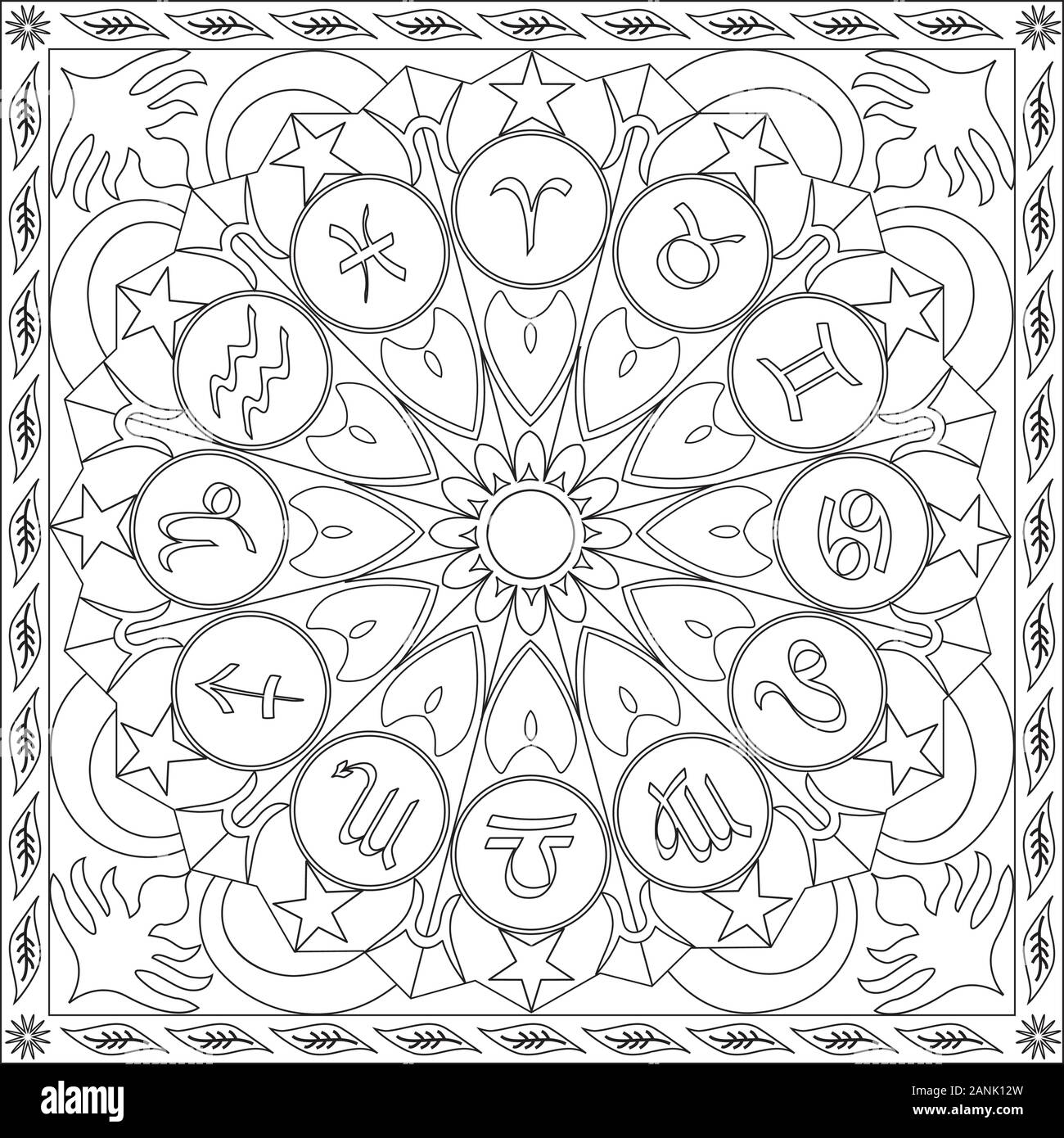Coloring page illustration in square format