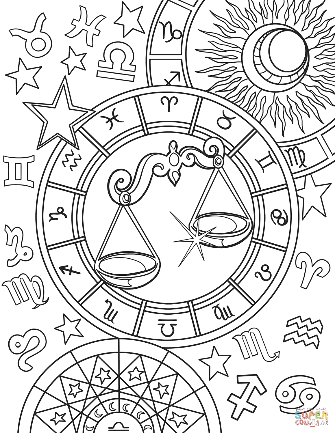 Libra zodiac sign coloring page free printable coloring pages witch coloring pages love coloring pages free adult coloring printables