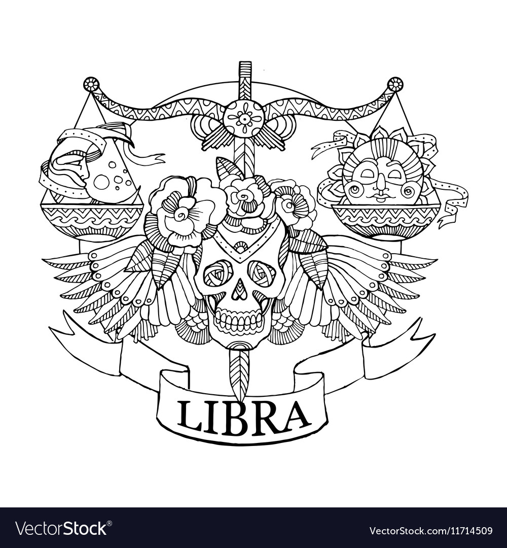 Scales zodiac sign coloring book for adults vector image