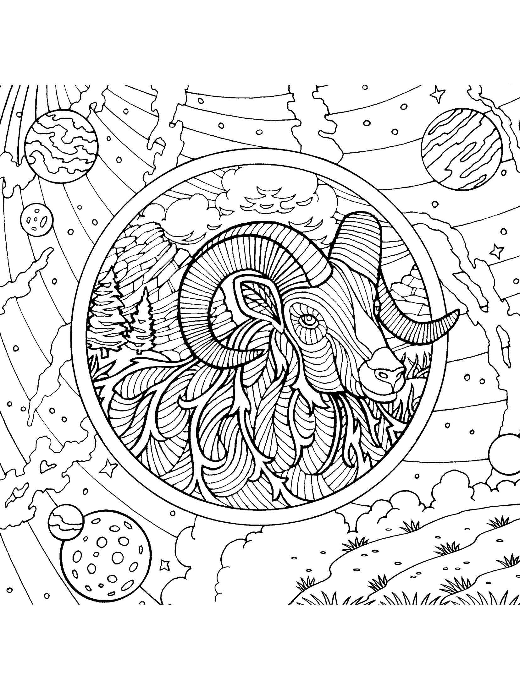 Zodiac signs coloring pages for adults