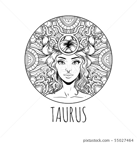 Taurus zodiac sign artwork adult coloring book