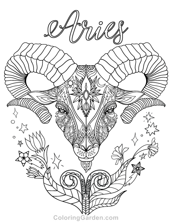 Aries adult coloring page