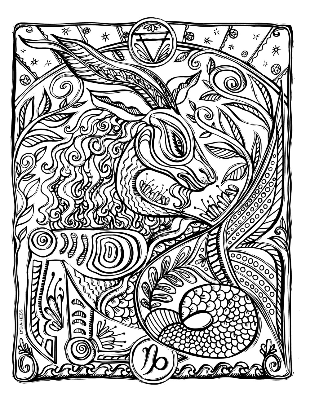 Sacred heavens zodiac coloring book â lydia hess