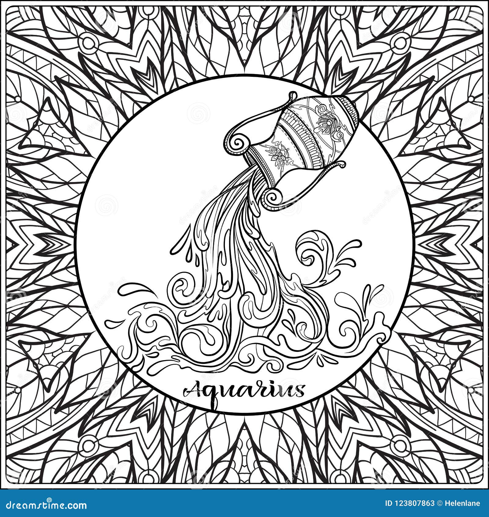Decorative zodiac sign on pattern background stock vector
