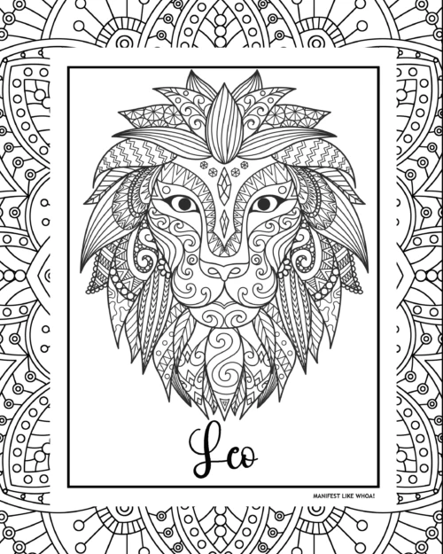 Free printable zodiac sign adult coloring pages sun signs