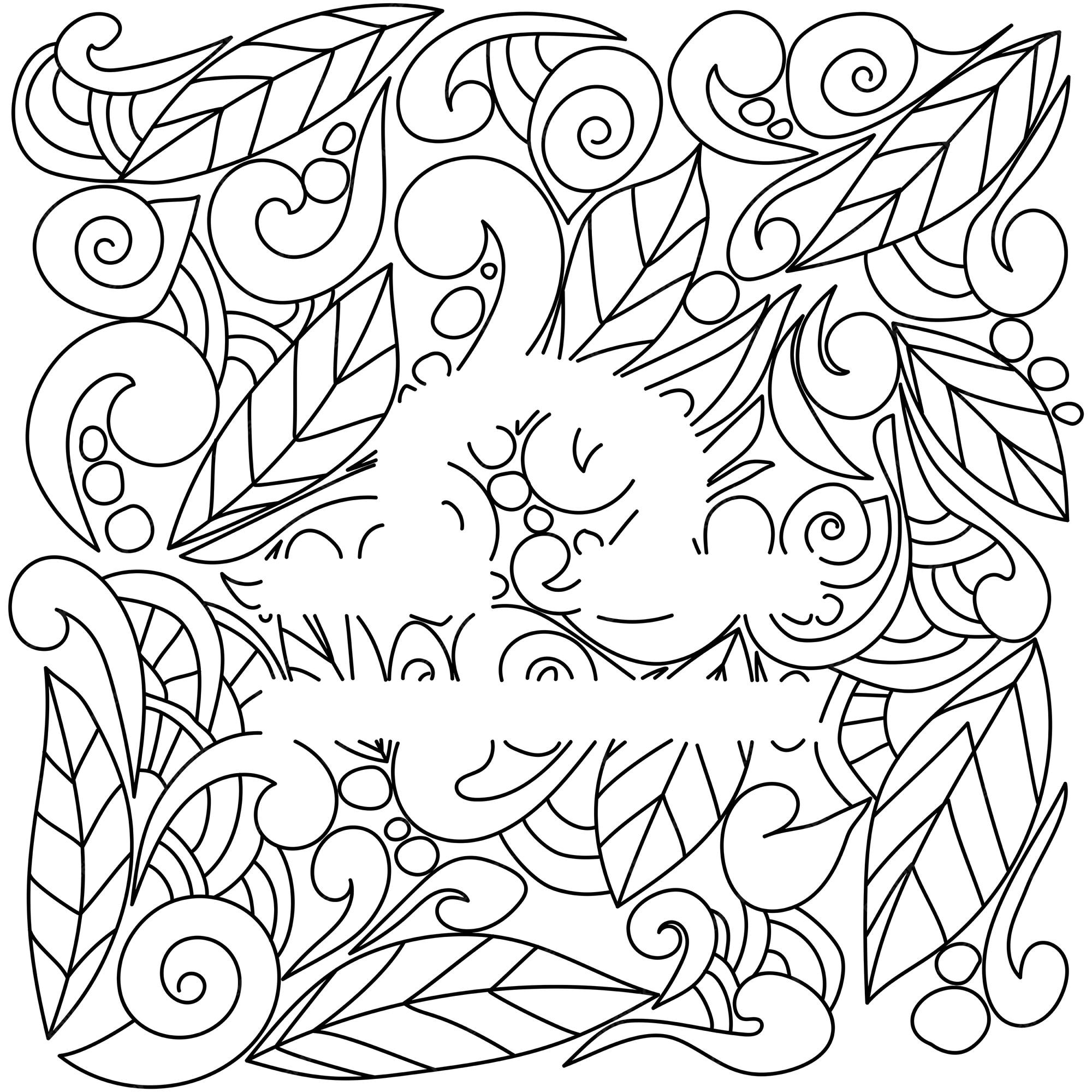 Premium vector coloring page using negative space silhouette of zodiac sign libra doodle patterns