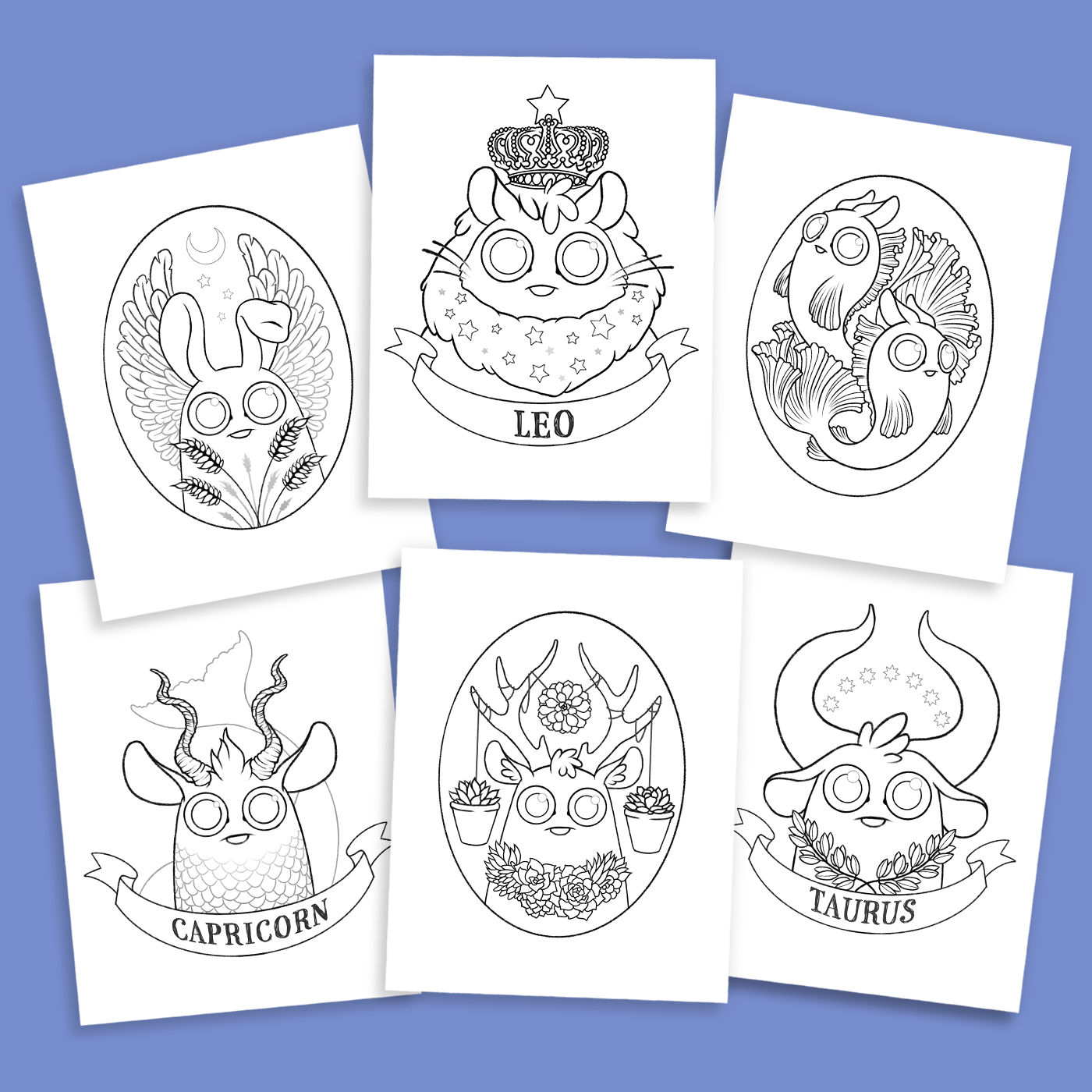 Dust bunnies zodiac digital coloring book â shop