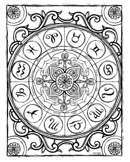 Sacred heavens zodiac coloring book â lydia hess moon coloring pages coloring books coloring pages