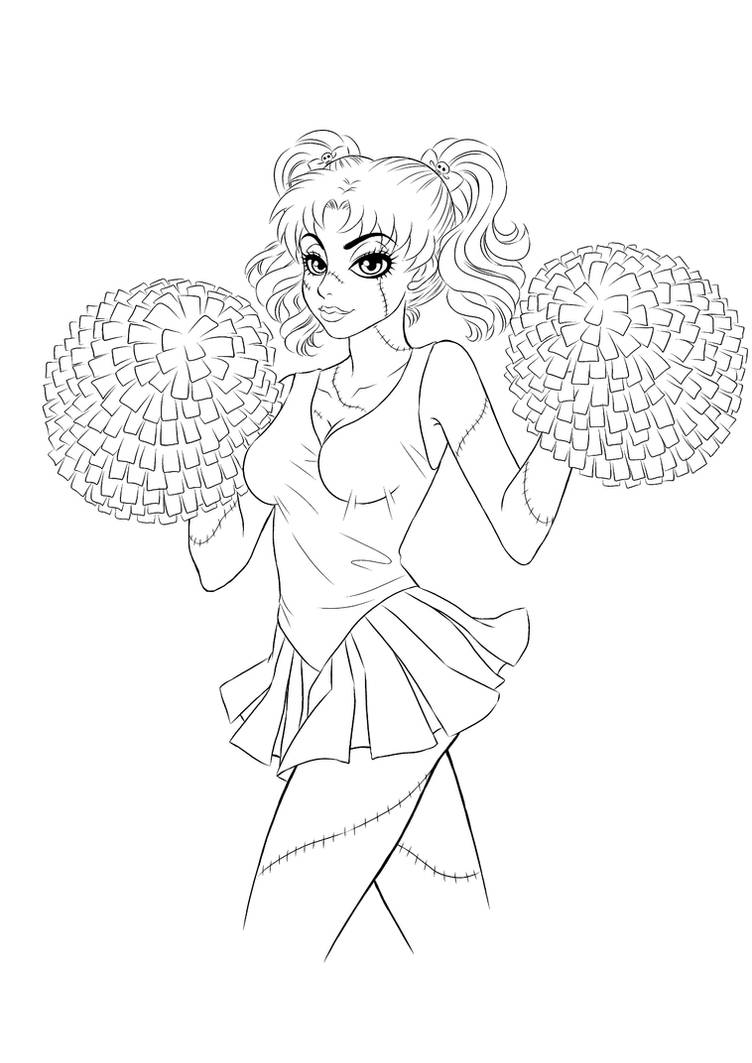 Zombie cheerleader outlines by sleepingninniku on