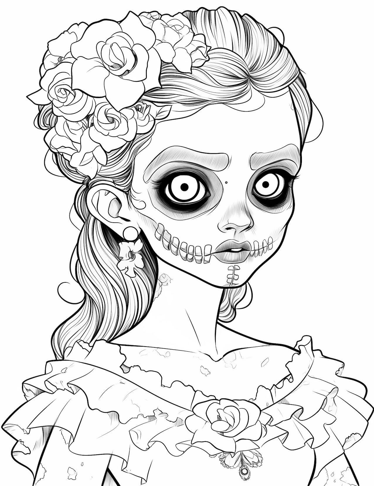 Captivating zombie coloring pages for kids and adults