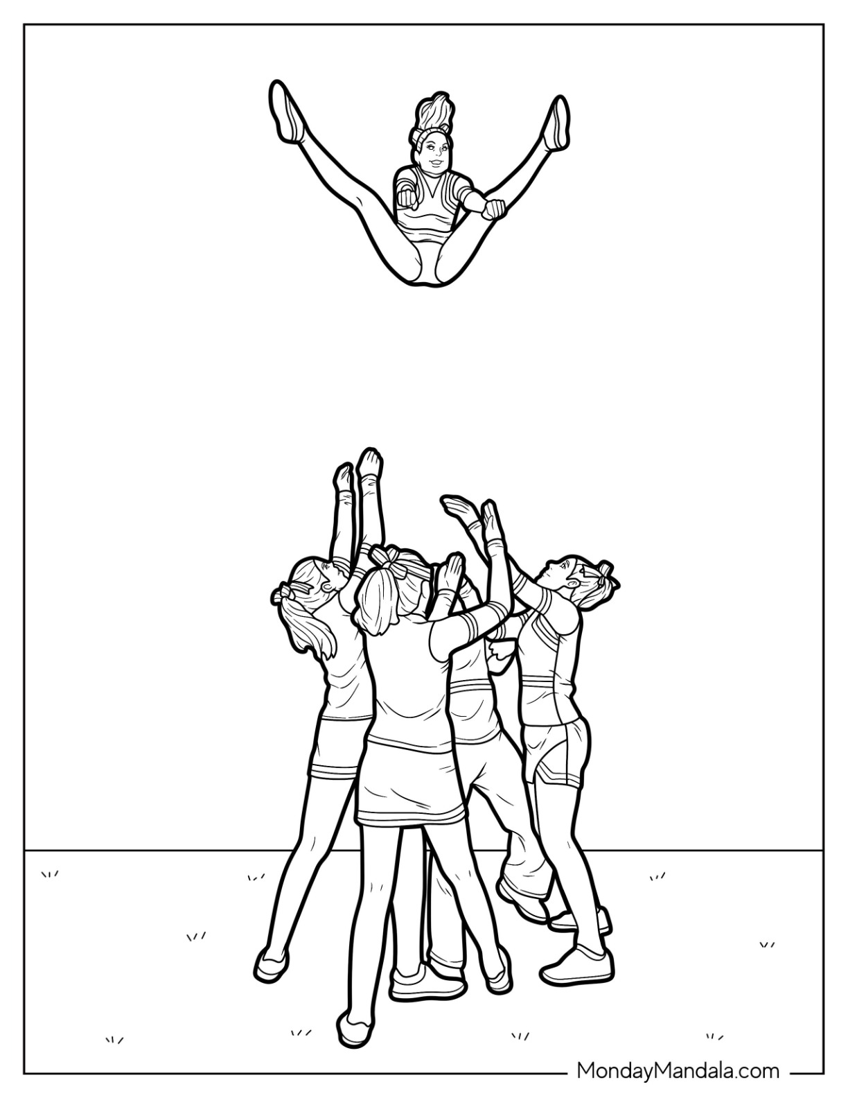 Cheerleading coloring pages free pdf printables