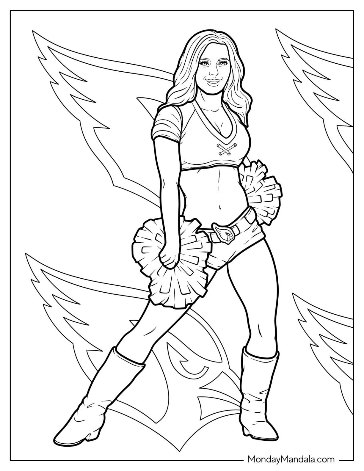 Cheerleading coloring pages free pdf printables