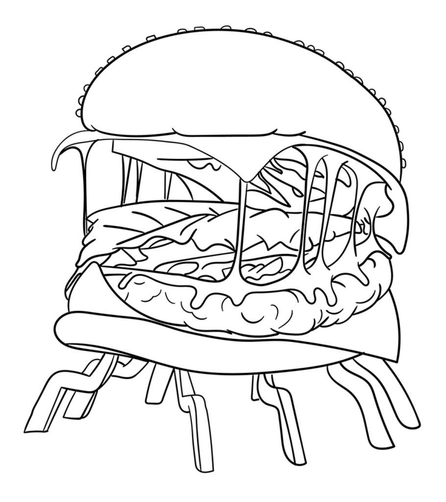 Zombie burger coloring page