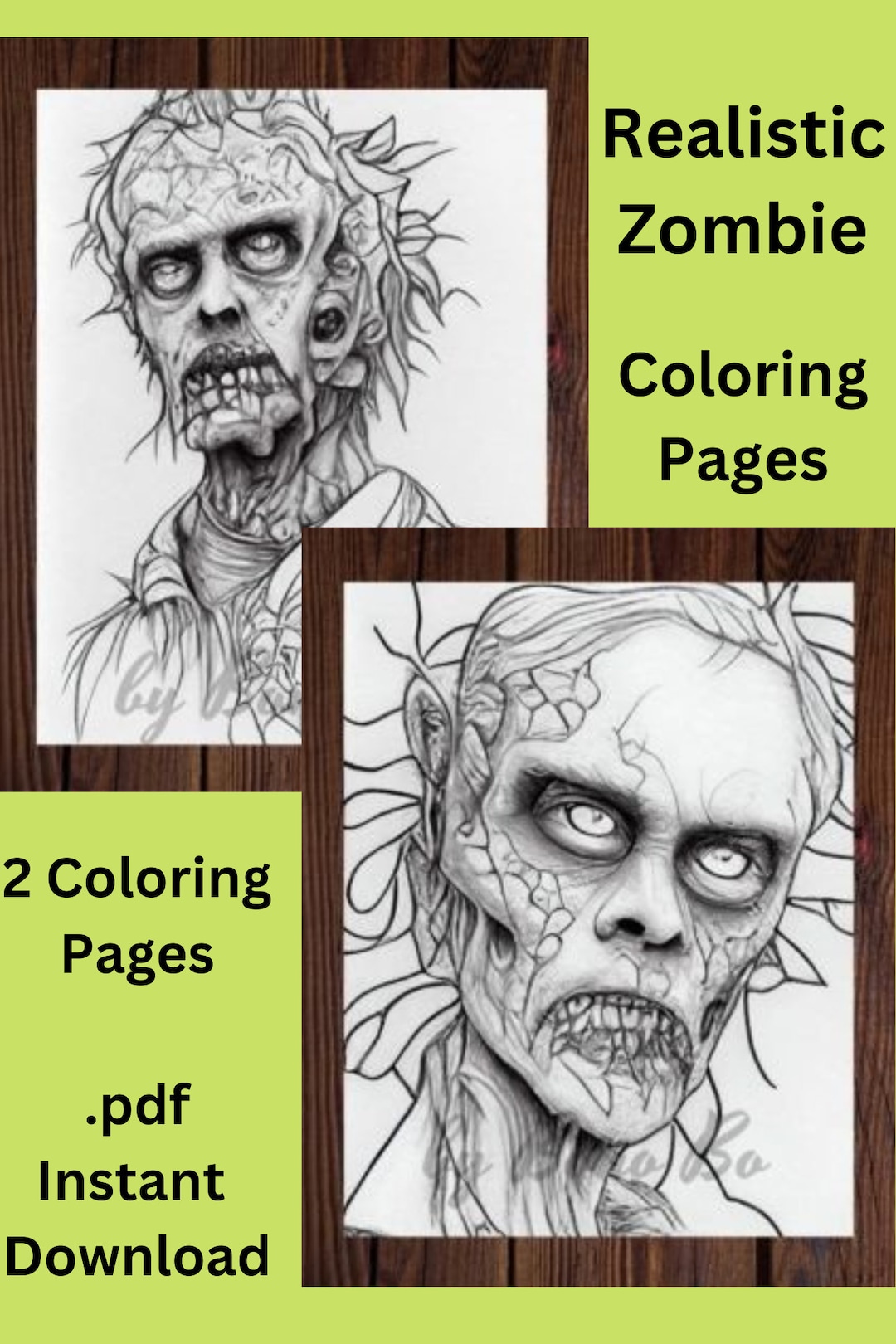 Realistic zombies coloring pages digital download to print printable zombie page zombie coloring book zombie digital zombie download