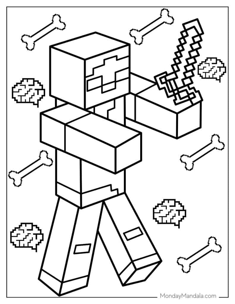 Zombie coloring pages free pdf printables