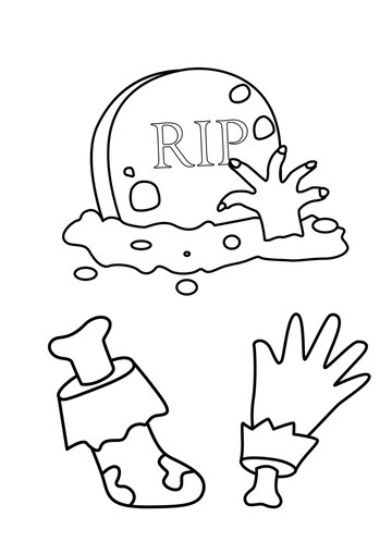 Premium vector halloween zombie rip grave coloring pages a for kids and adult