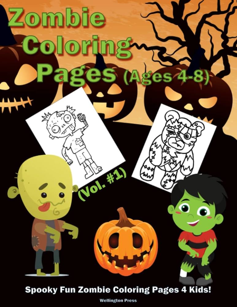 Zombie coloring pages vol spooky fun zombie coloring pages kids press wellington books
