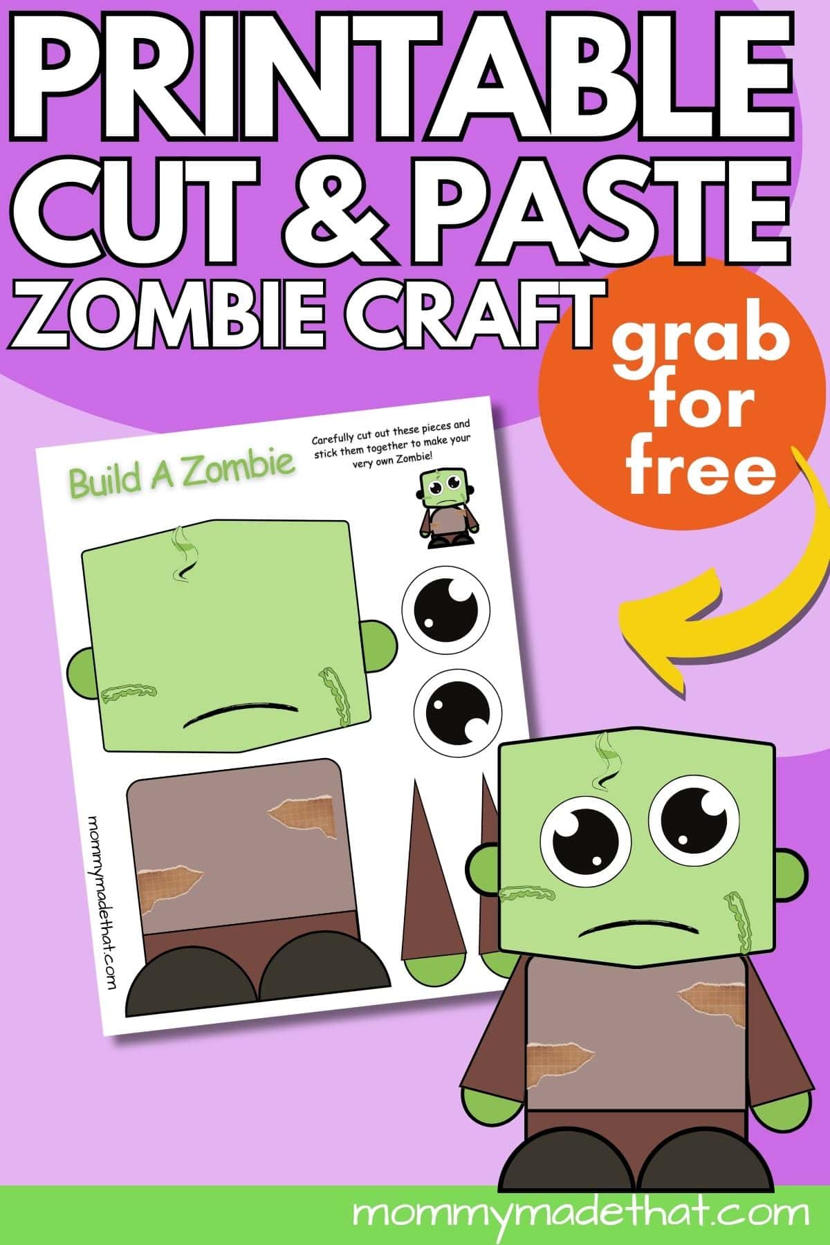 Cut and paste zombie craft perfect for preschool