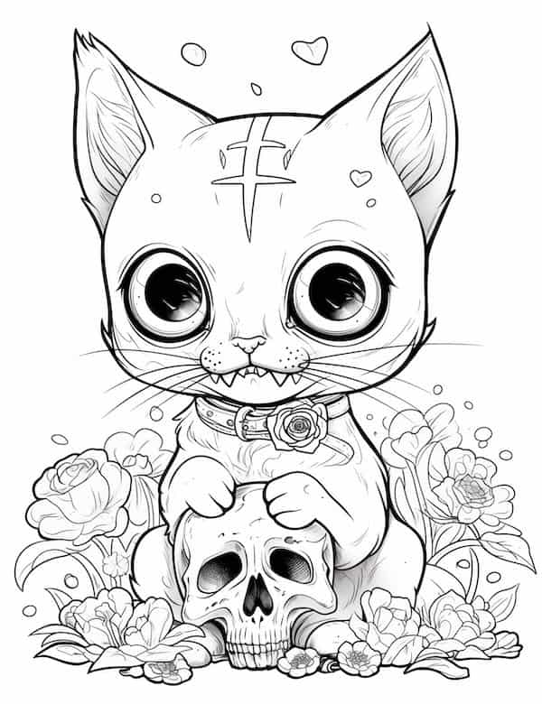 Cute cat coloring pages for kids and adults