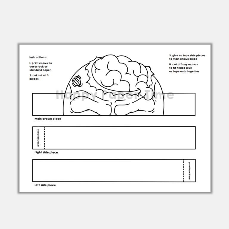 Zombie paper crown printable coloring halloween spooky craft activity made by teachers