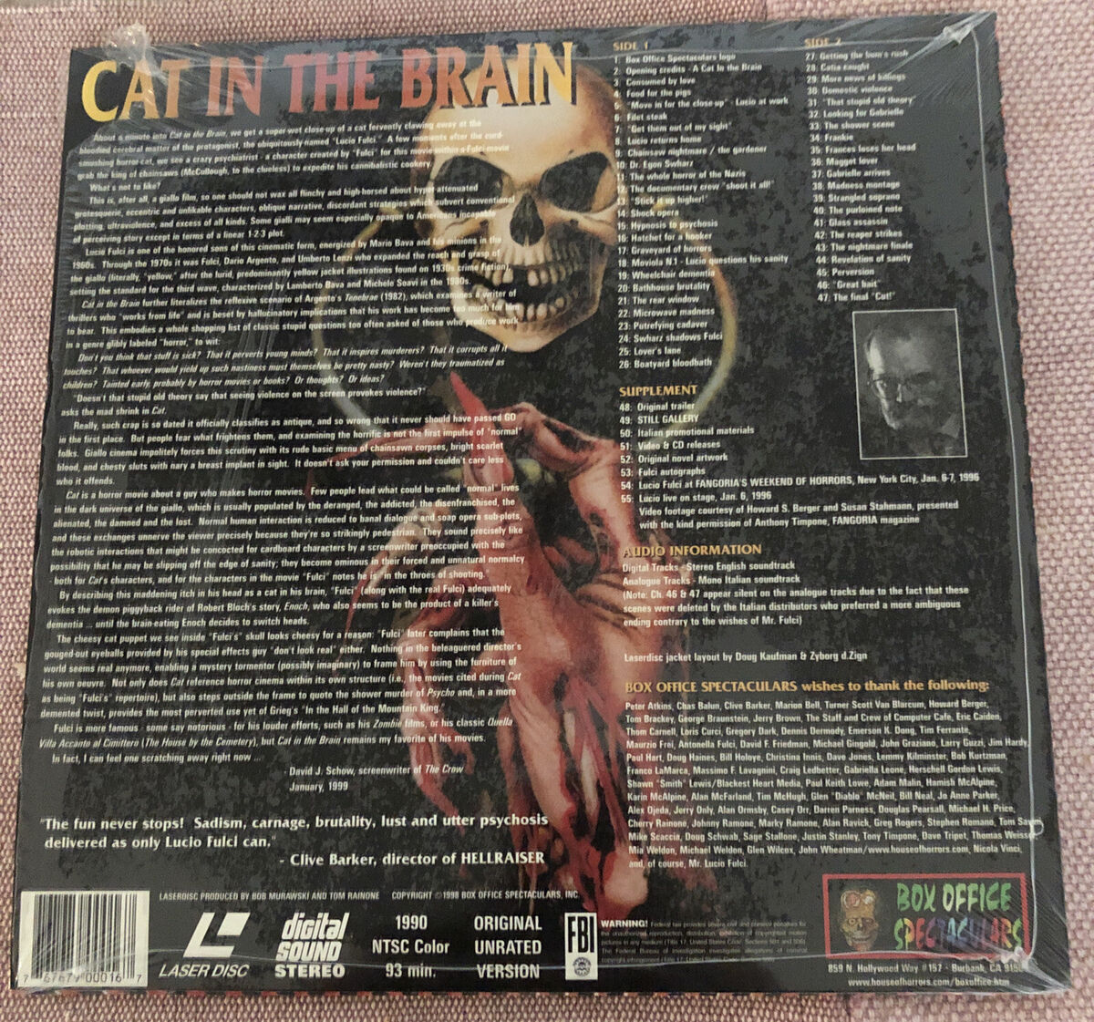 A t in the brain laserdisc italian horror lucio fulci rare gore classic zombie