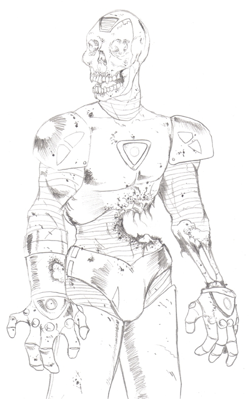 Zombie iron man by dave watt in the iron man ic art sketchbook