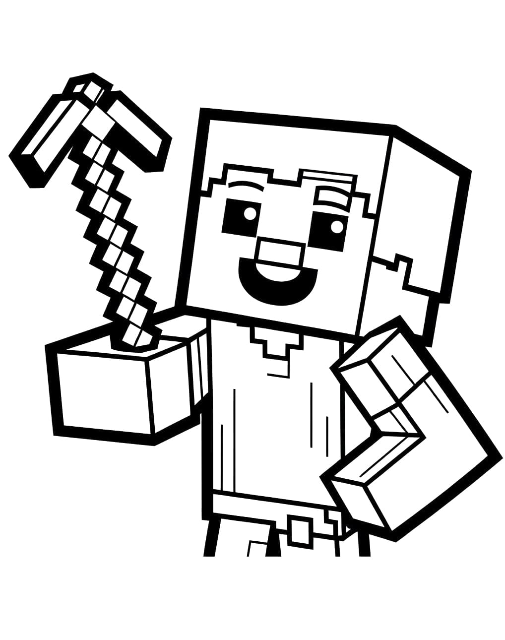 Mutaint zombie and steve coloring page
