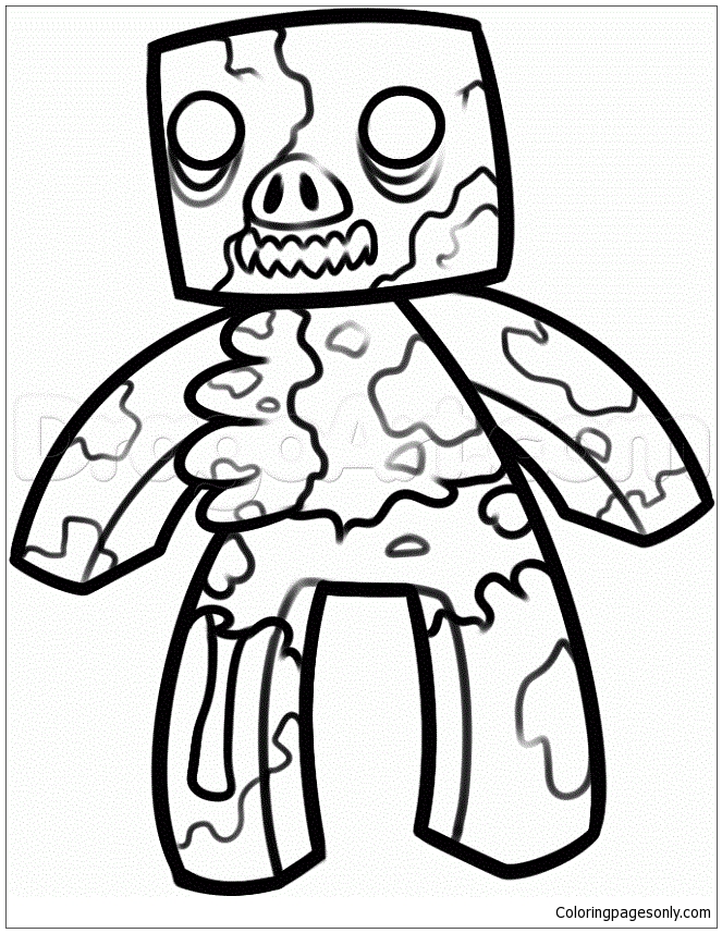 Minecraft zombie pigman coloring page