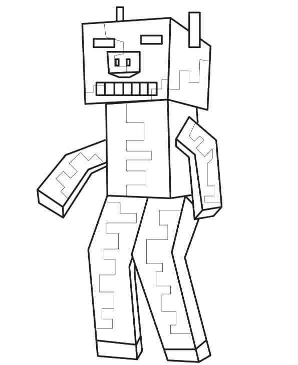 Minecraft coloring pages zombie pigman
