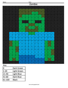 Mm minecraft zombie multiplication and division coloring pages