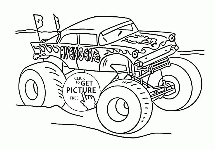 Monster truck avenger coloring page for kids transportation coloring pages printables freeâ monster truck coloring pages monster trucks avengers coloring pages