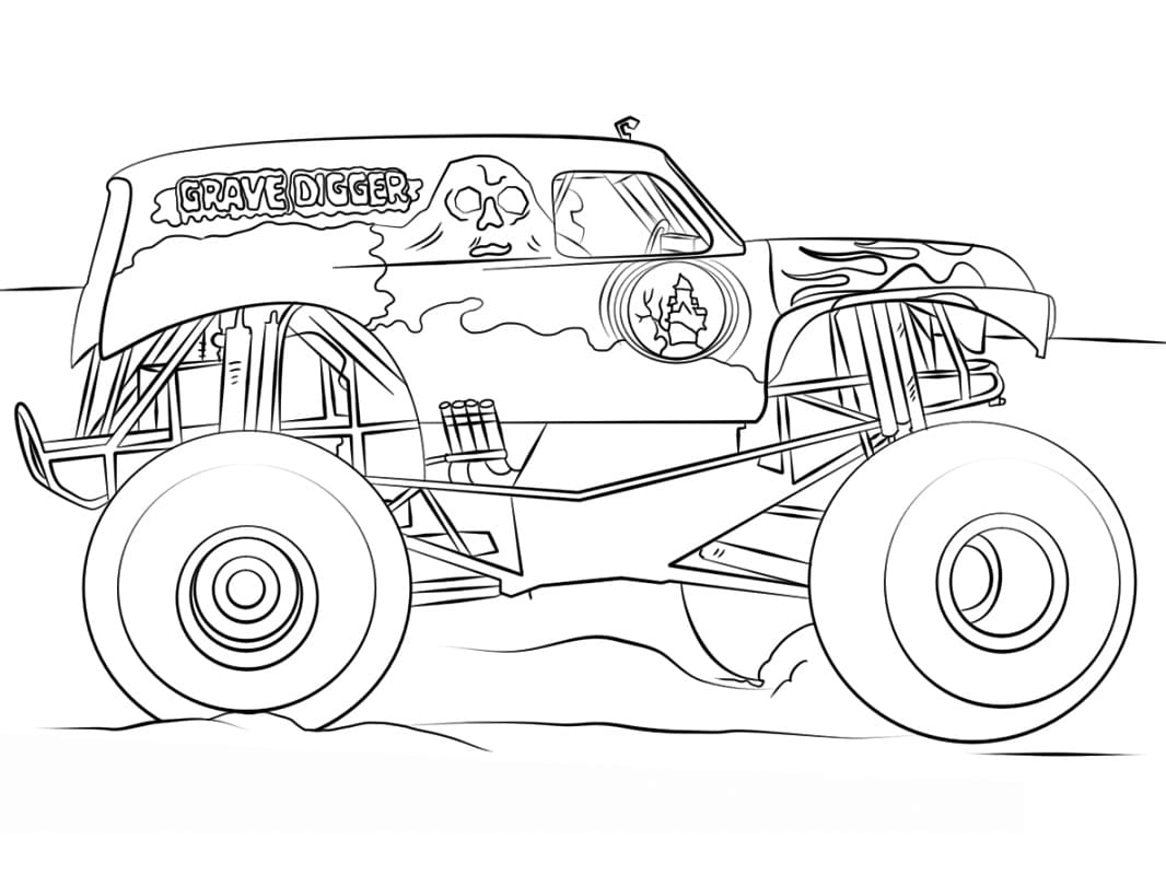 Grave digger monster truck coloring page