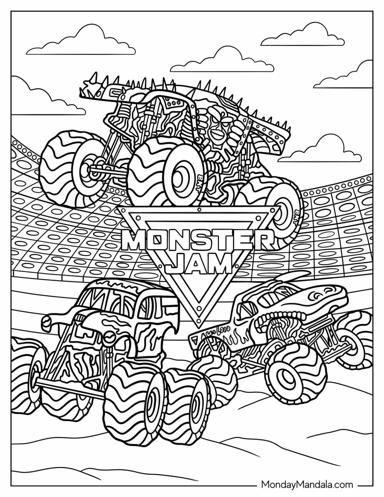 Monster jam coloring pages free pdf printables