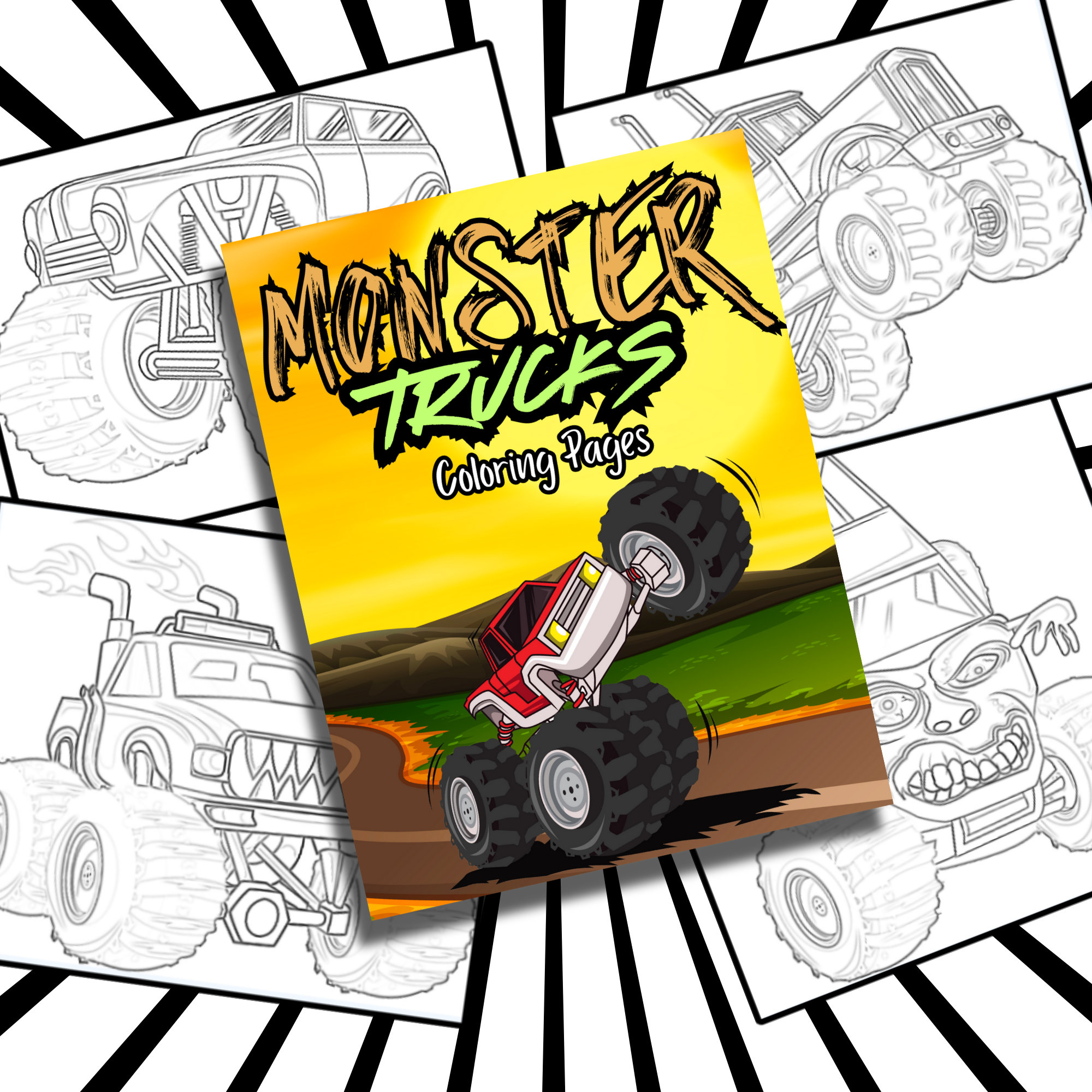 Monster truck coloring pages truck coloring page cars coloring page monster truck theme monster truck party monster truck birthday instant download