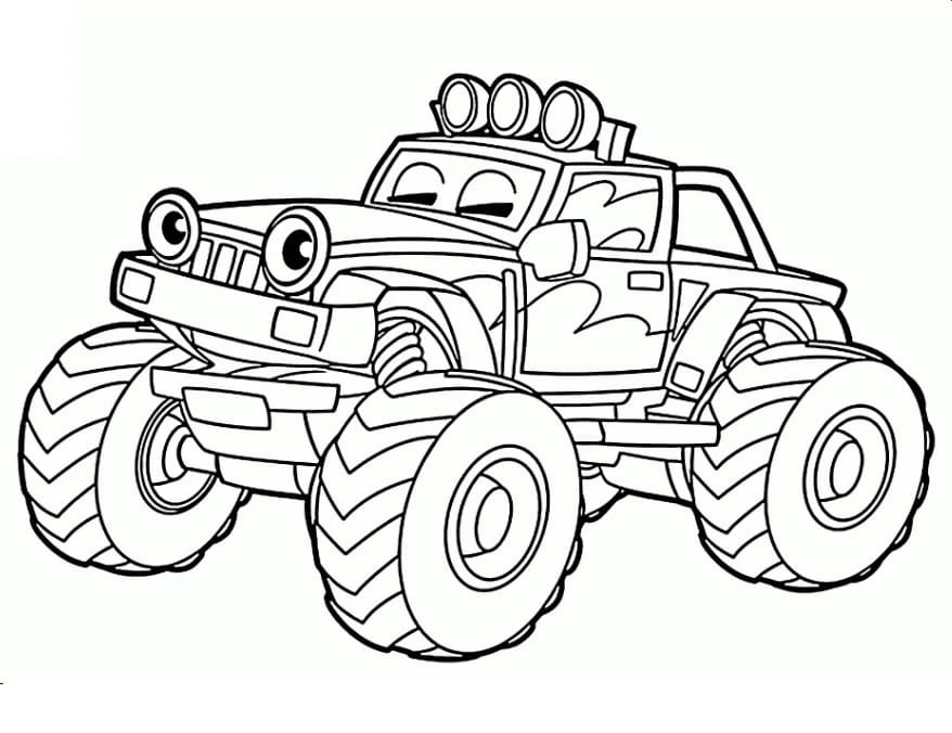 Cartoon monster truck coloring page
