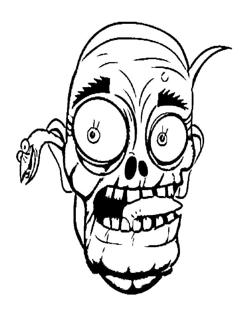 Zombie halloween mask coloring page