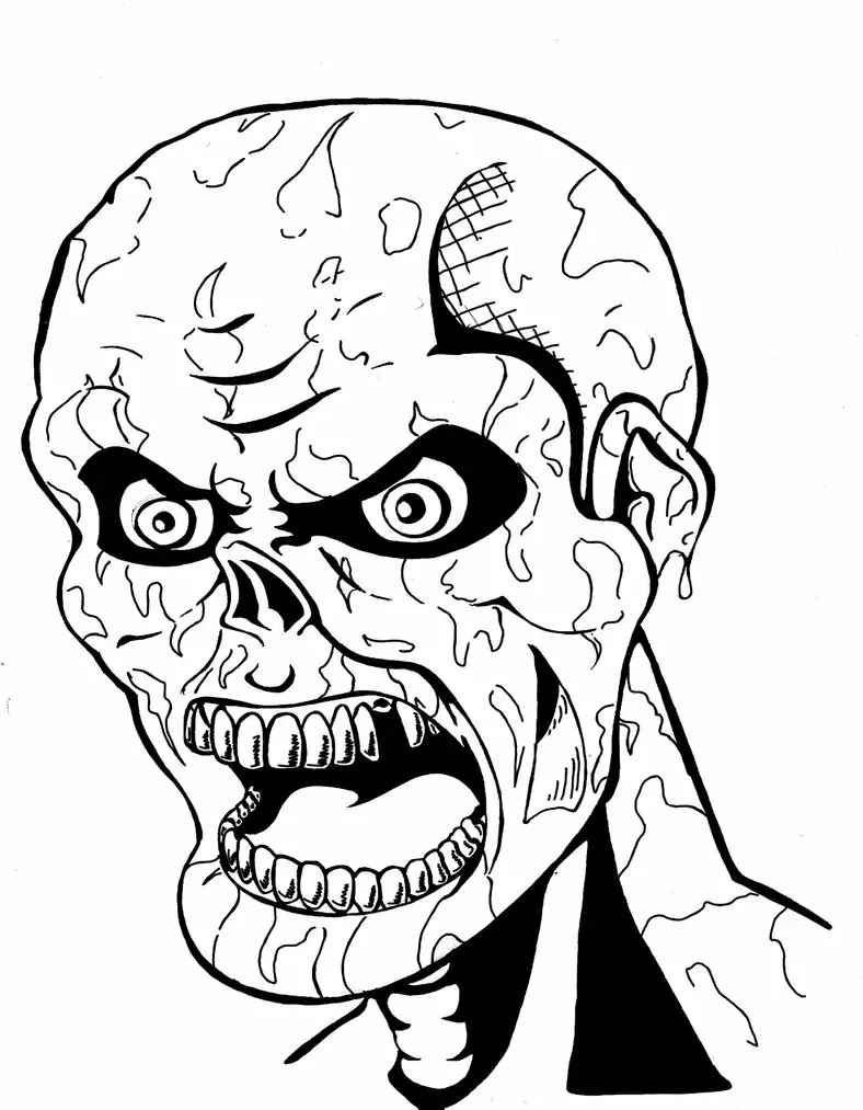 Scary zombie coloring page