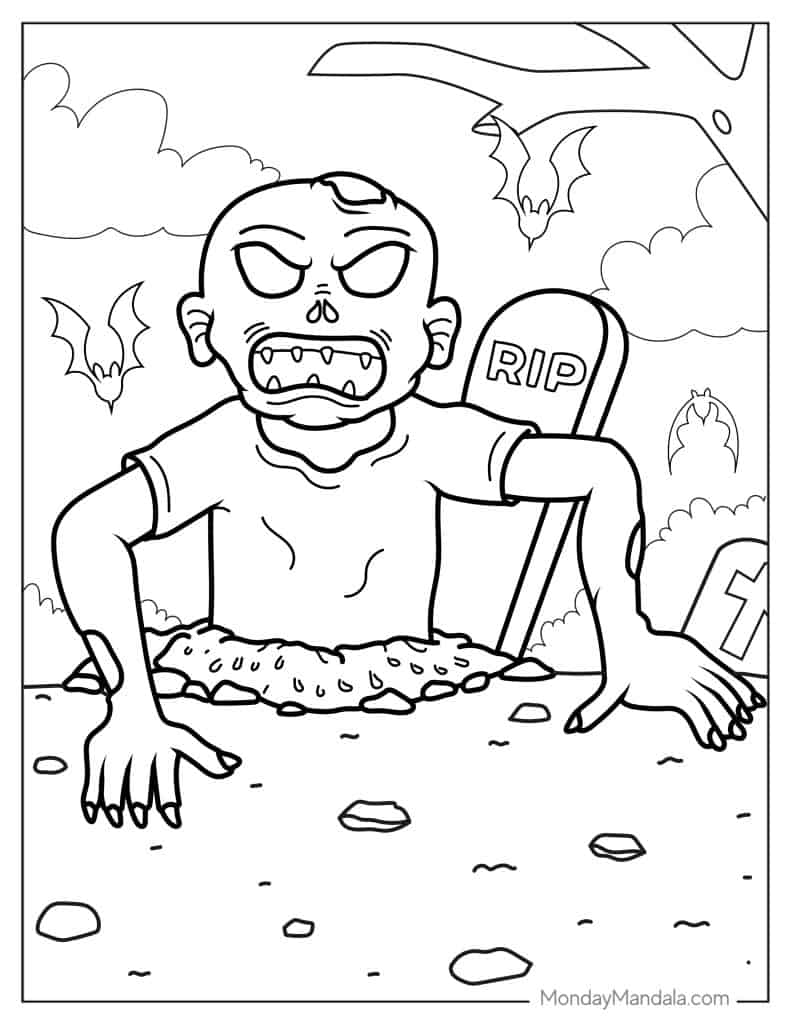 Zombie coloring pages free pdf printables