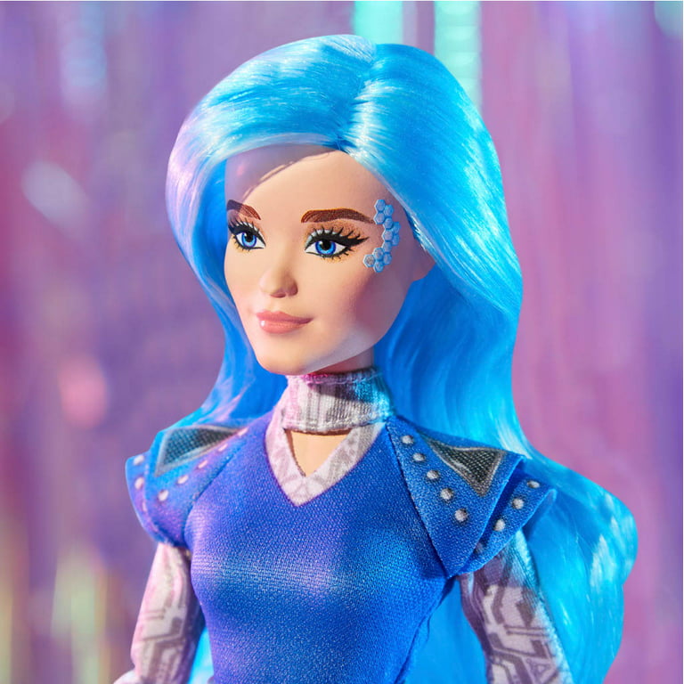 Disney zombies addison fashion doll with blue hair alien outfit and accessories